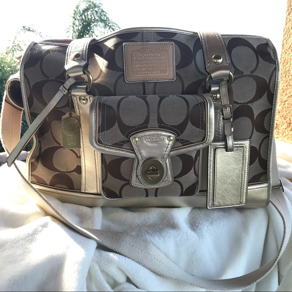 GORGEOUS Coach Gold Metallic Dog Carrier Bag